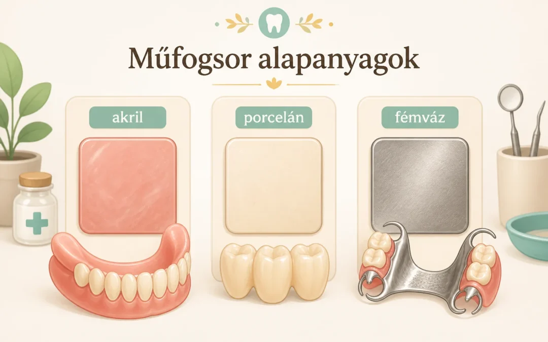 Milyen anyagból készülhet a műfogsor? – Akril, porcelán, fémváz, rugalmas