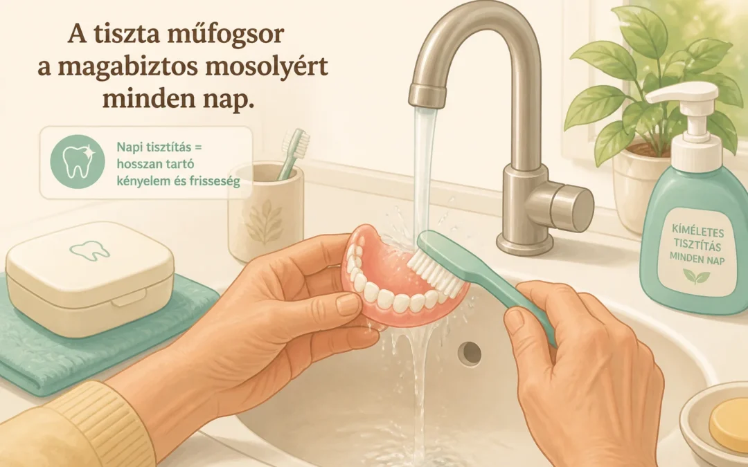 Hogyan tisztítsa a műfogsorát naponta? – 2 perces rutin lépésről lépésre